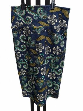 Navy Paisley Floral Pencil Skirt